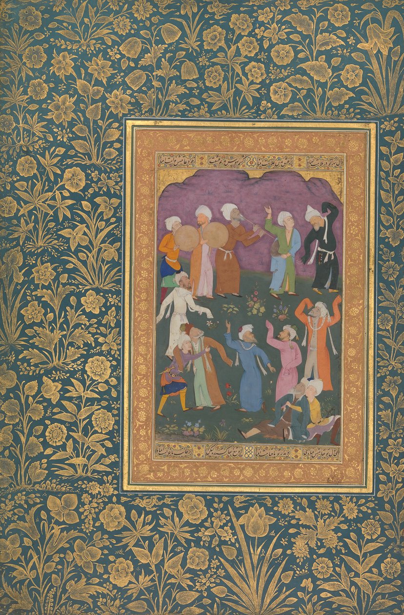 Tanzende Derwische, Folio aus dem Shah Jahan Album, recto: ca. 1610, verso: ca. 1530-50 von Mir 