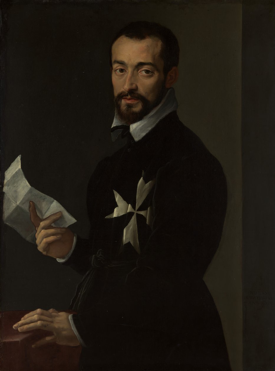 Porträt eines Ritters von Malta, wahrscheinlich Fra Jacopo Salviati, 1566 von Mirabello Cavalori