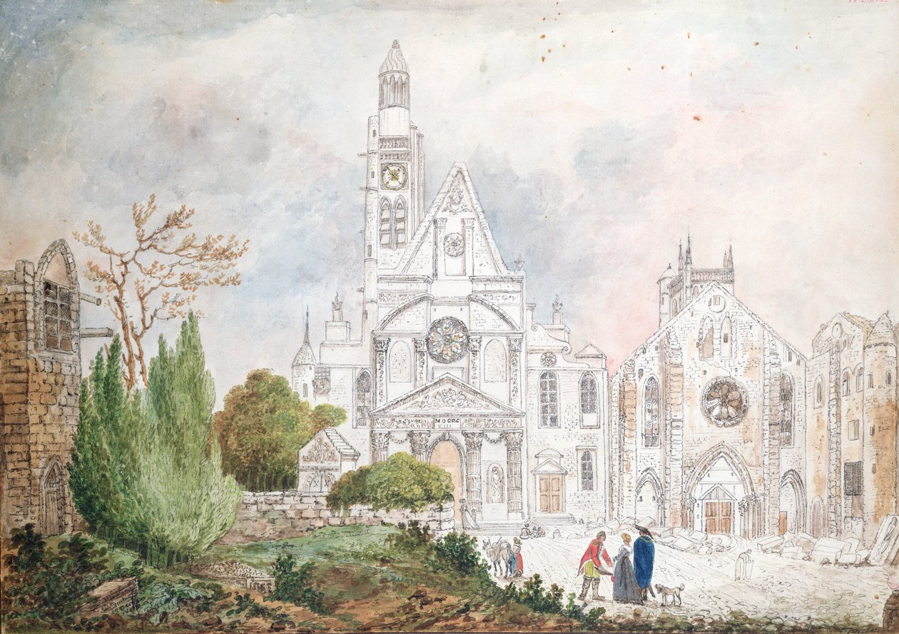 Fassade der alten Kirche von Saint-Genevieve und Saint-Etienne-du-Mont, 1807 von Mme. Duchateau