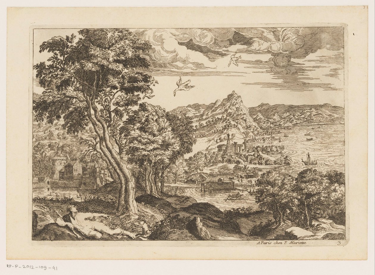 Küstenlandschaft mit fliegenden Vögeln von Moise Jean Baptiste Fouard