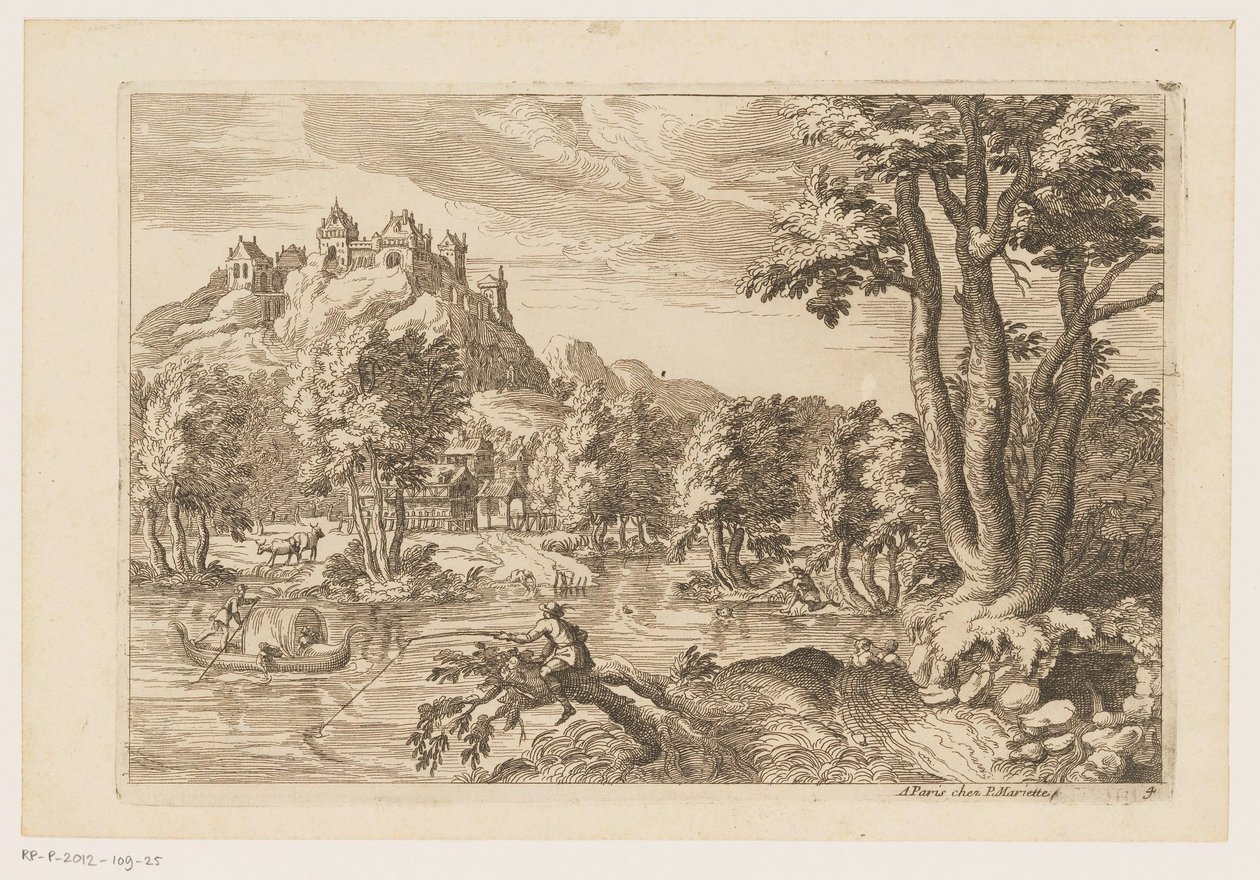 Landschaft mit Anglern, Landschaften nach Tizian (Serientitel) von Moise Jean Baptiste Fouard
