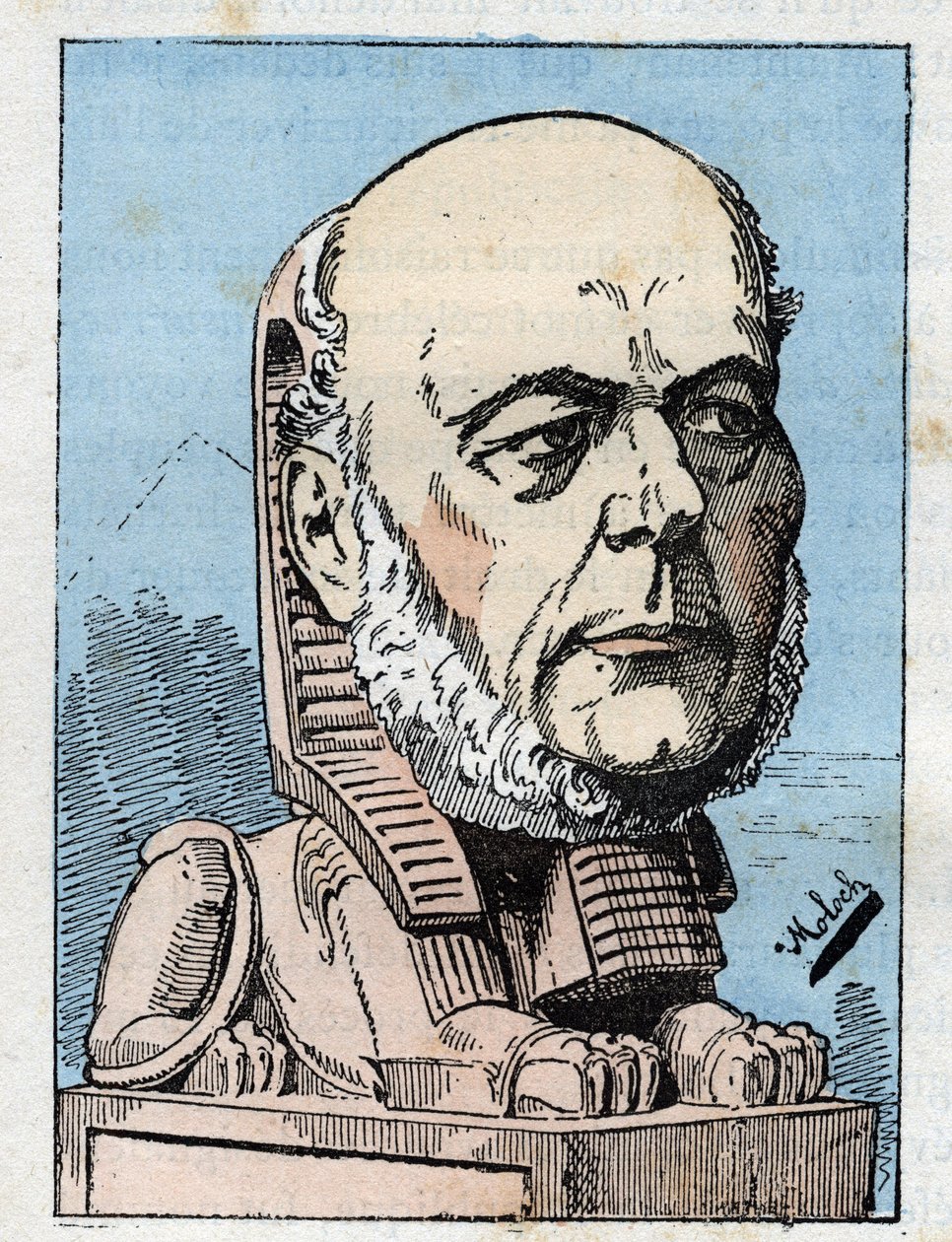 Porträt von Jules Grevy (1807-1891) Präsident der Französischen Republik in „Le Trombinoscope“ von Touchatout, Karikatur von B. Moloch von 1882 (1849-1909). Private Sammlung. von Moloch