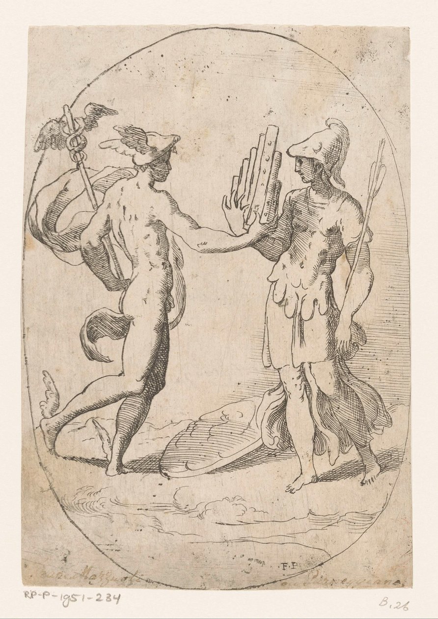 Merkur und Bellona von Monogrammist FP (Italië; 16e eeuw)