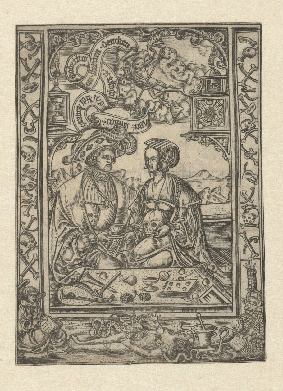 Vanitas Herr und Frau mit Totenkopf von Monogrammist XXX met L (attributed to)