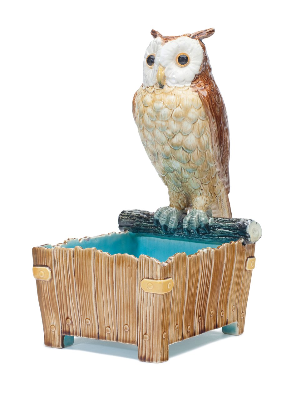 Majolika-Eulen-Jardiniere, ca. 1875 von Moore and Co. T.C. Brown Westhead