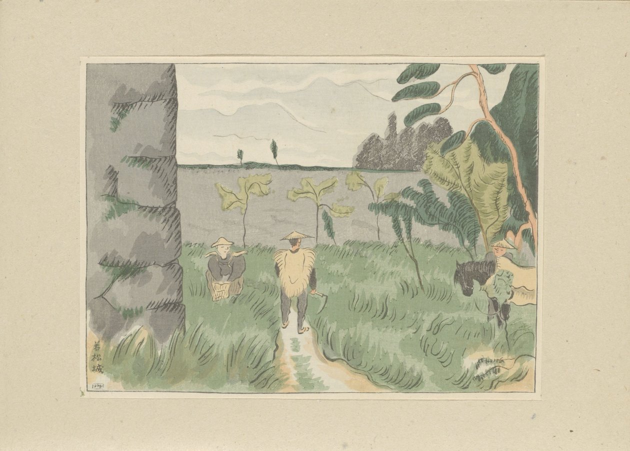 Ruinen des Wakamatsu-Schlosses Wakamatsujōshi Teil zwei, Aizu-Gebiet (Serientitel) Prenten van Japanse landschappen (Serientitel) Nihon fūkei hanga (Serientitel) von Morita Tsunetomo