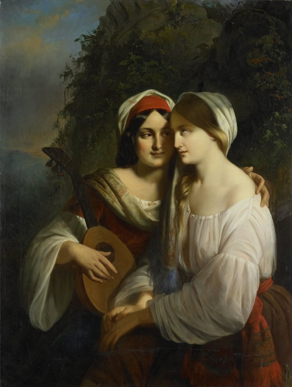 Zwei Frauen in italienischer Tracht von Moritz Calisch (signed by artist)