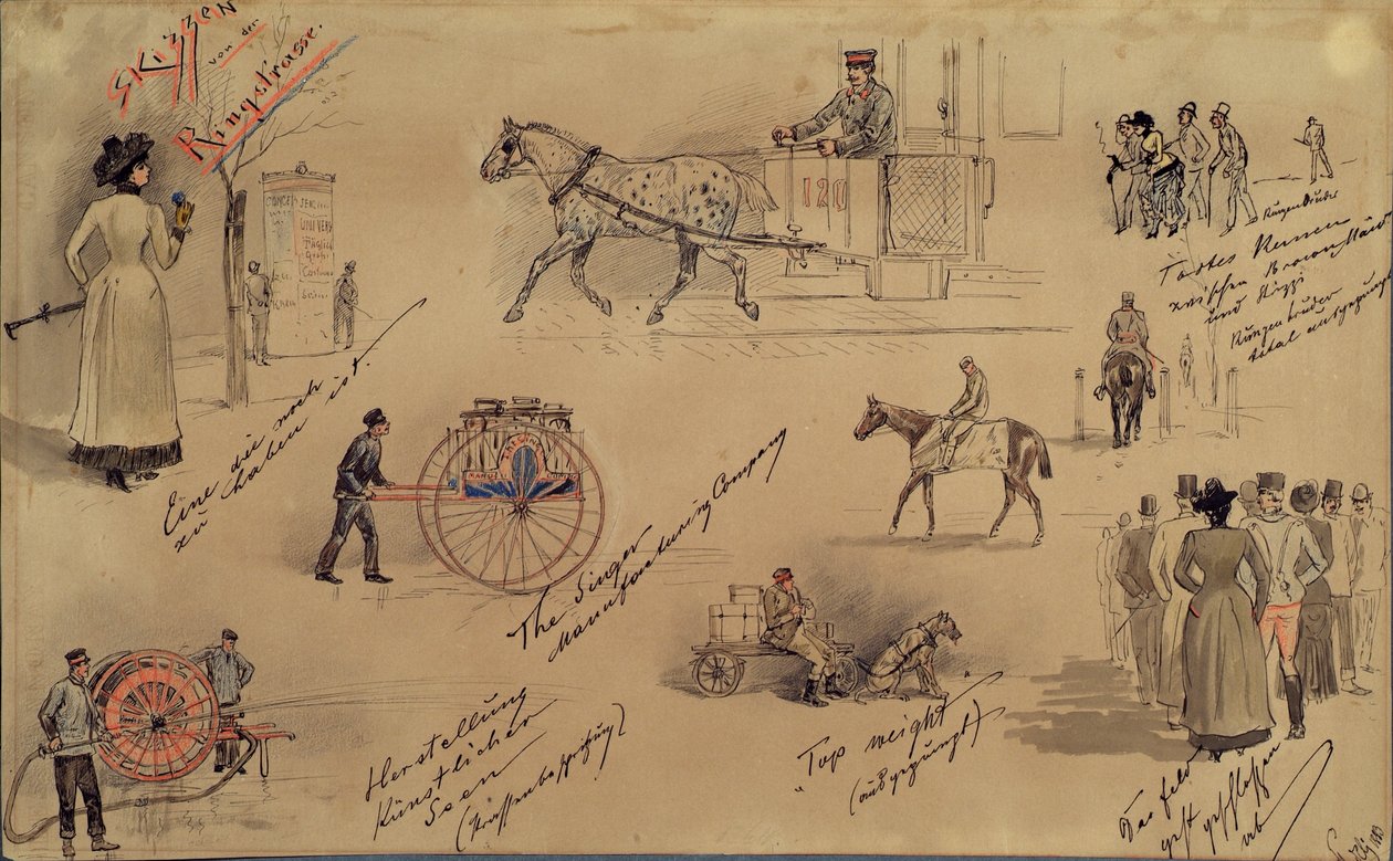 Wiener Typen 1883 (Skizzen von der Ringstraße) von Moritz Ledeli