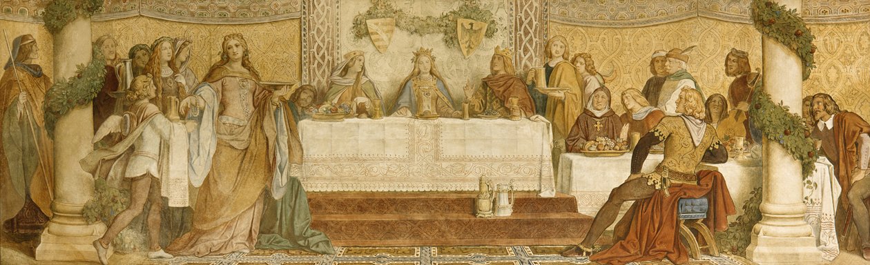Detail des Landgrafenfreskos, Wartburg, ca. 1855 von Moritz Ludwig von Schwind