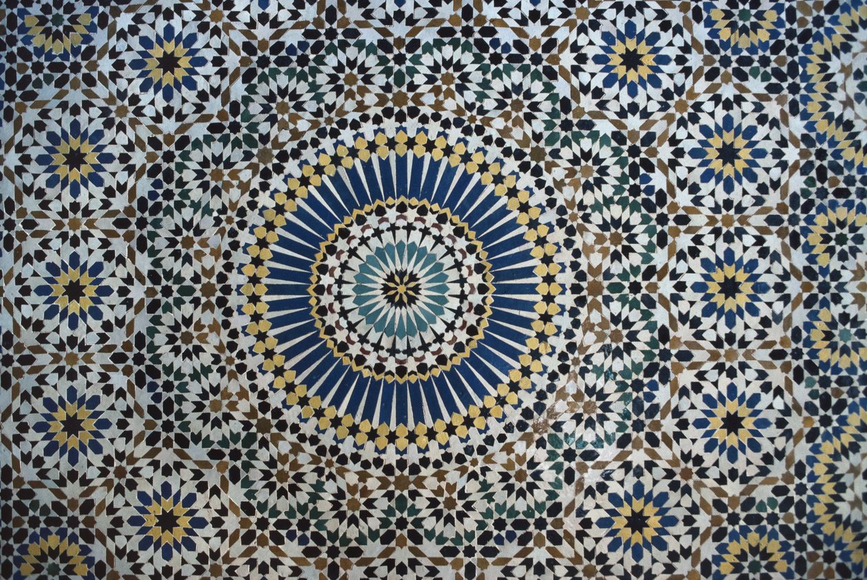 Kasbah von Thamiel Glaoui, Zellij-Fliesenarbeit, Detail (Keramik) von Moroccan School