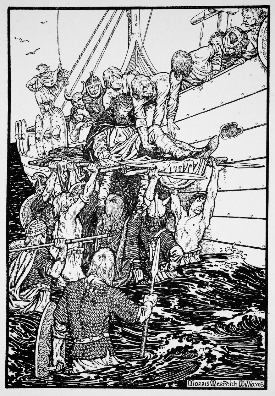 Der sterbende König Haakon wird zu seinem Schiff getragen von Morris Meredith Williams