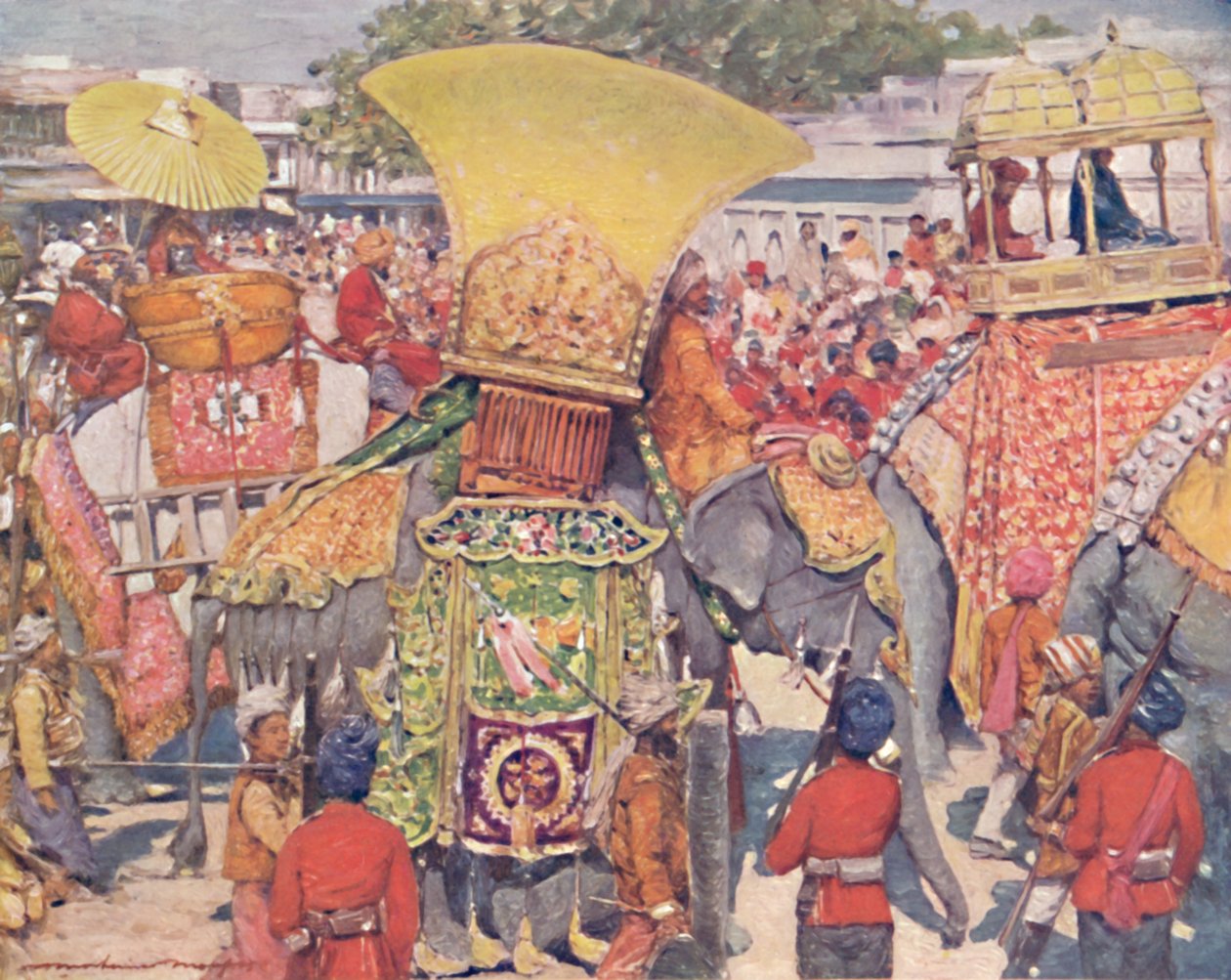 Burmesische Elefanten beim Staatseintritt, 1903 von Mortimer L Menpes