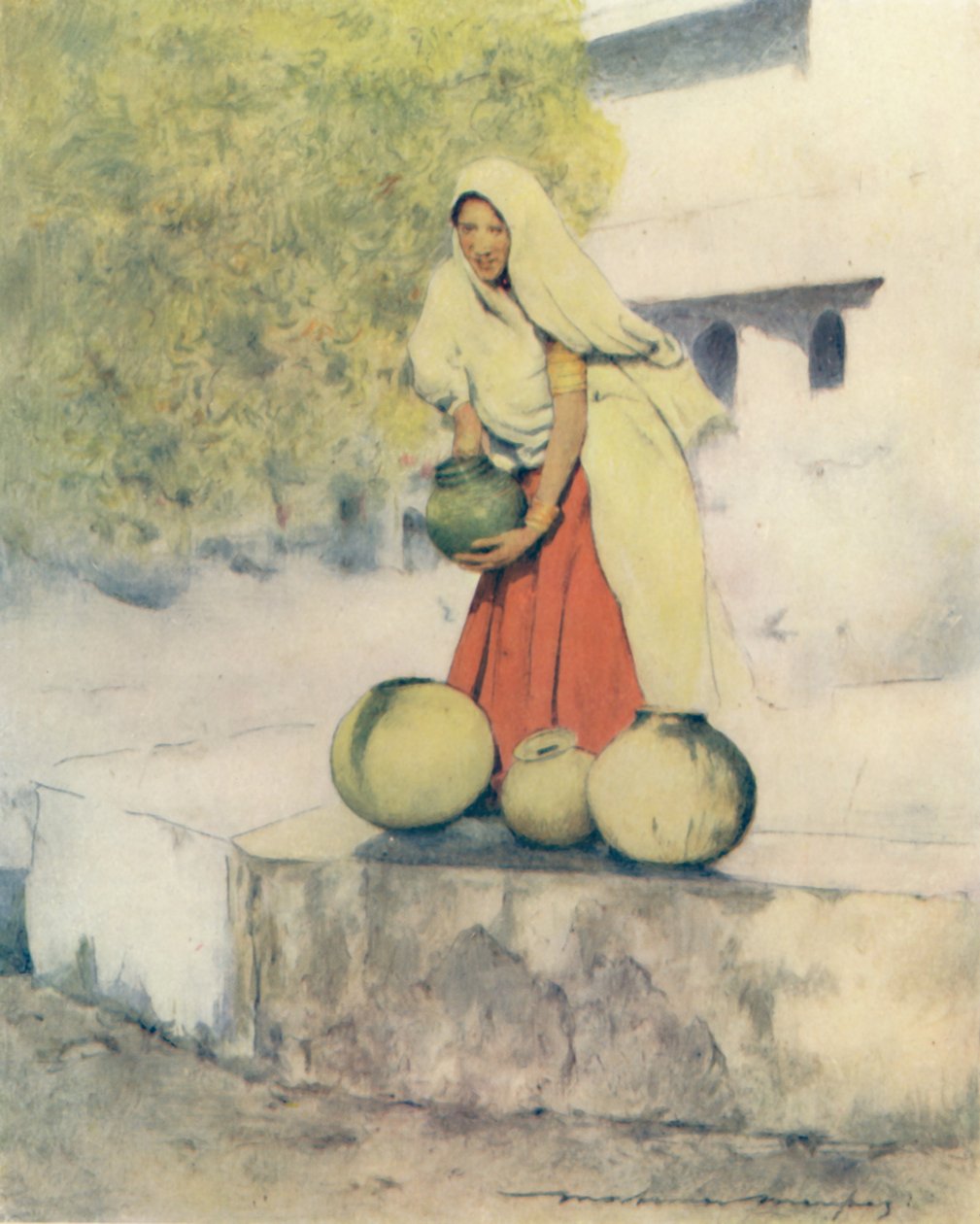 Eine Frau am Brunnen, Jeypore, 1905 von Mortimer Ludington Menpes