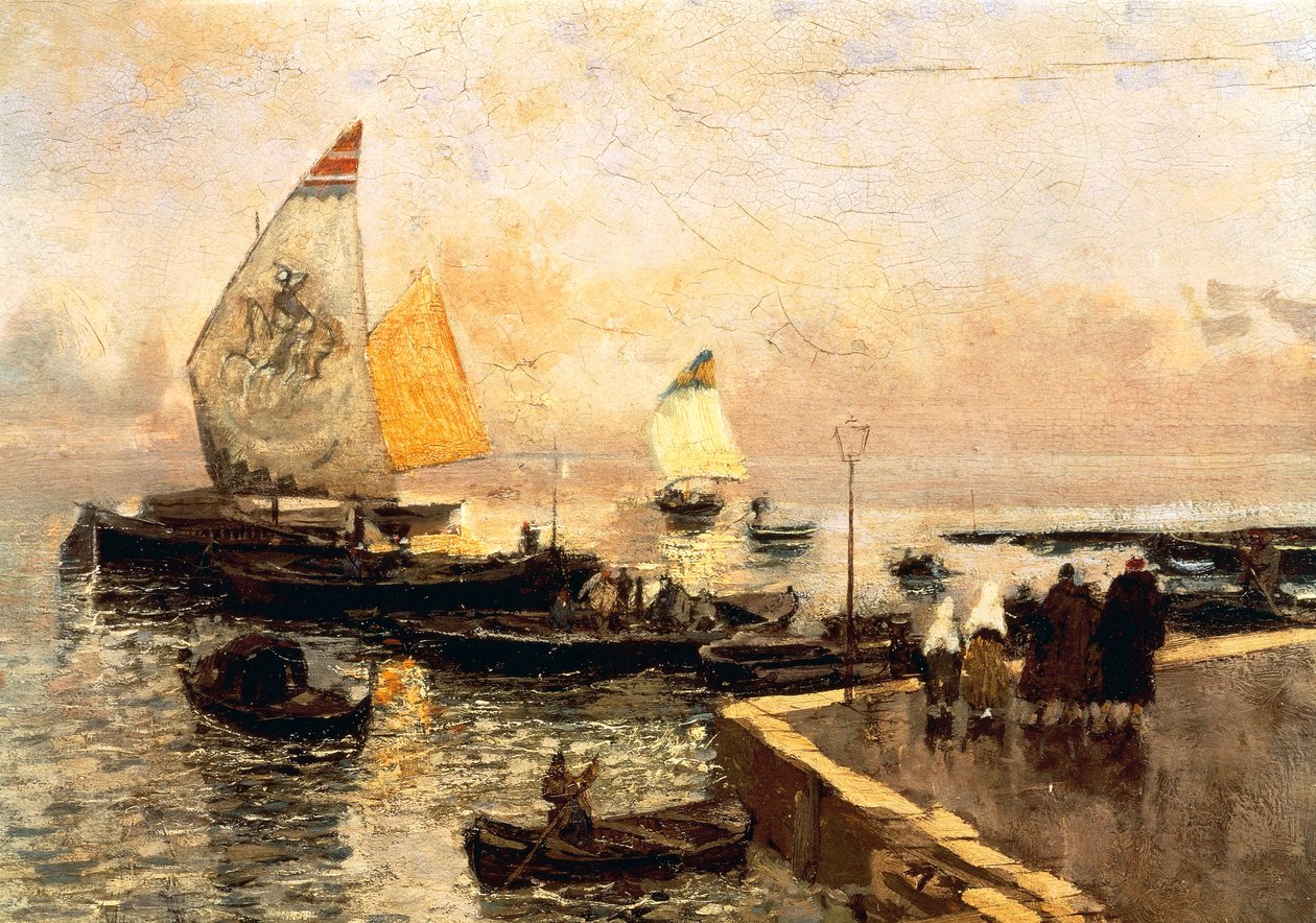 Kohleboote in Chioggia, von Mose Bianchi von Mose Bianchi