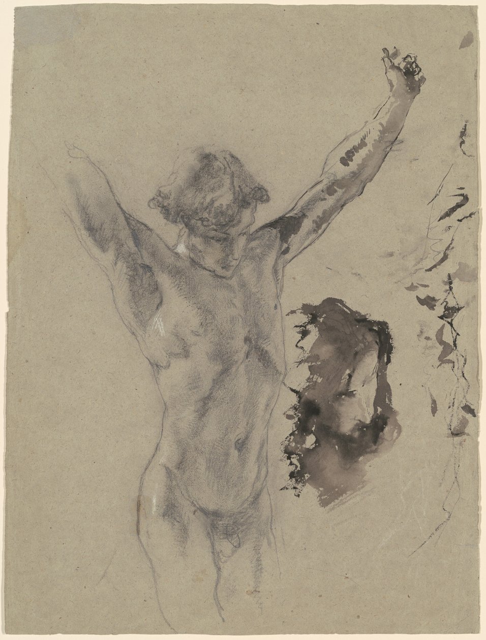Studie der Figur und des Kopfes Christi in „Christus am Kreuz und Maria Magdalena“ von Mose Bianchi