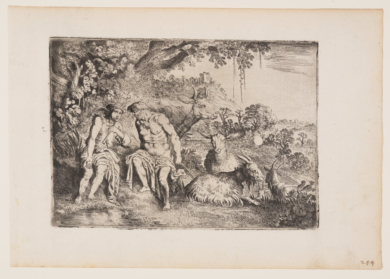 Merkur wiegt Argus in den Schlaf, Platte 4 aus Die Geschichte von Merkur und Argus von Moses van Uyttenbroeck