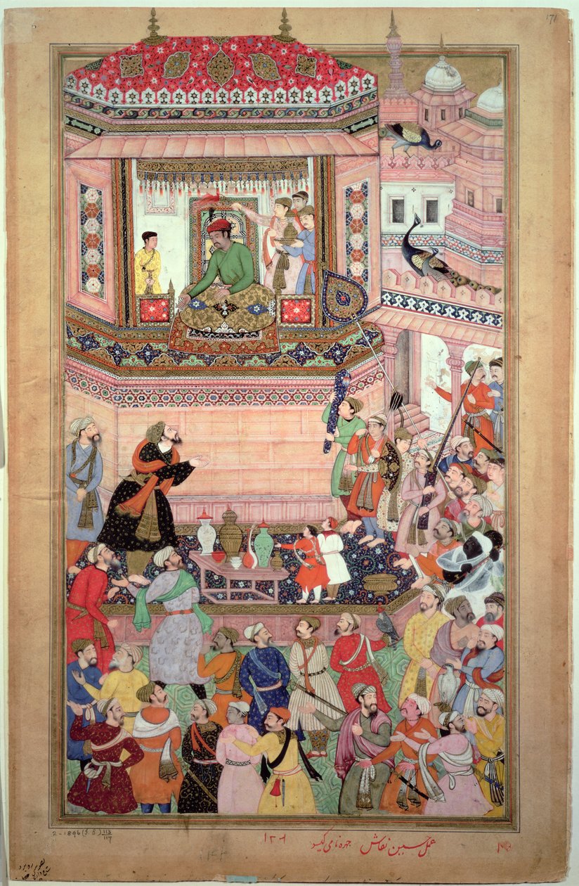 Akbar gibt eine Audienz, von Husays Naggash und Kesu, aus dem 
