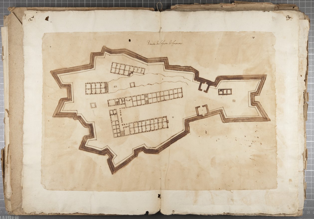 Portfolio von Zeichnungen von Mutio Oddi aus Urbino und anderen - Hafen von Fuentes, ca. 1635-40 von Muzio Oddi
