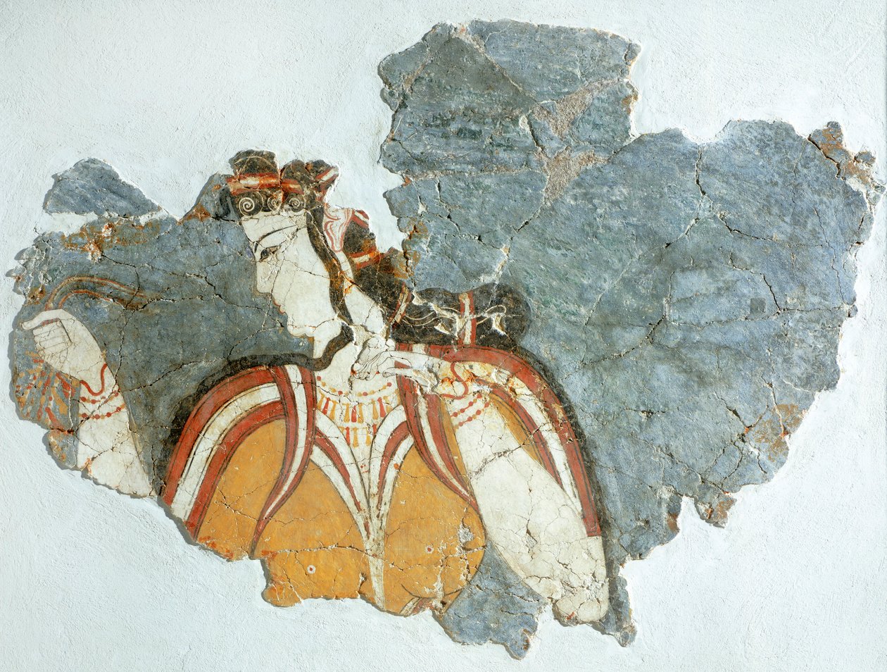 Hofdame, Fresko aus dem Palast von Mykene, Griechenland, mykenische Zivilisation von Mycenaean