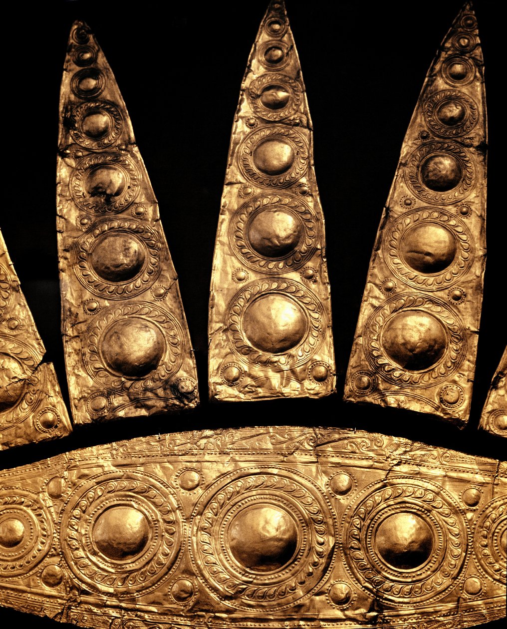 Mykenische Kunst: Detail eines goldenen Begräbnisdiadems aus Grab III, Mykene. 16. Jahrhundert v. Chr. Athen, Nationales Archäologisches Museum von Mycenaean