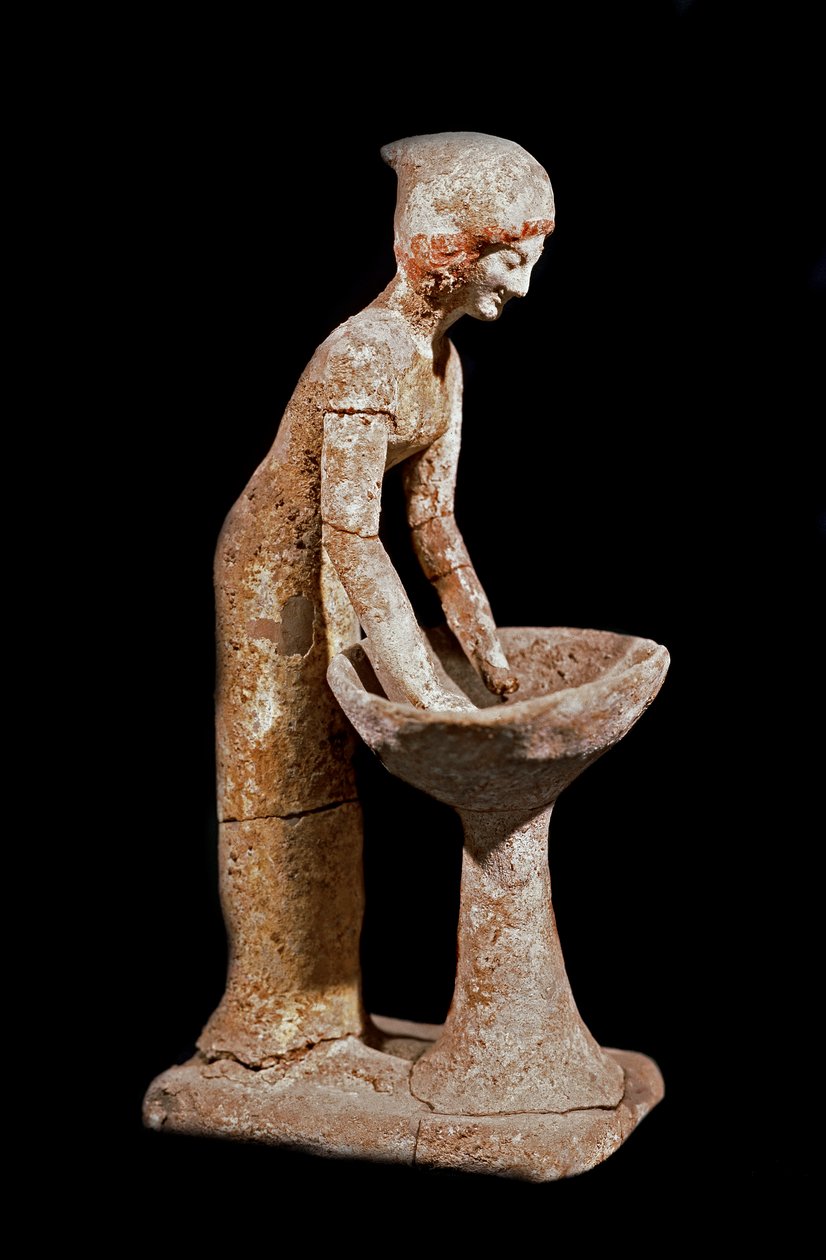 Mykenische Kunst: Figur einer Frau, die Mehl mahlt. 16. Jahrhundert v. Chr. Straßburg, Archäologisches Museum von Mycenaean