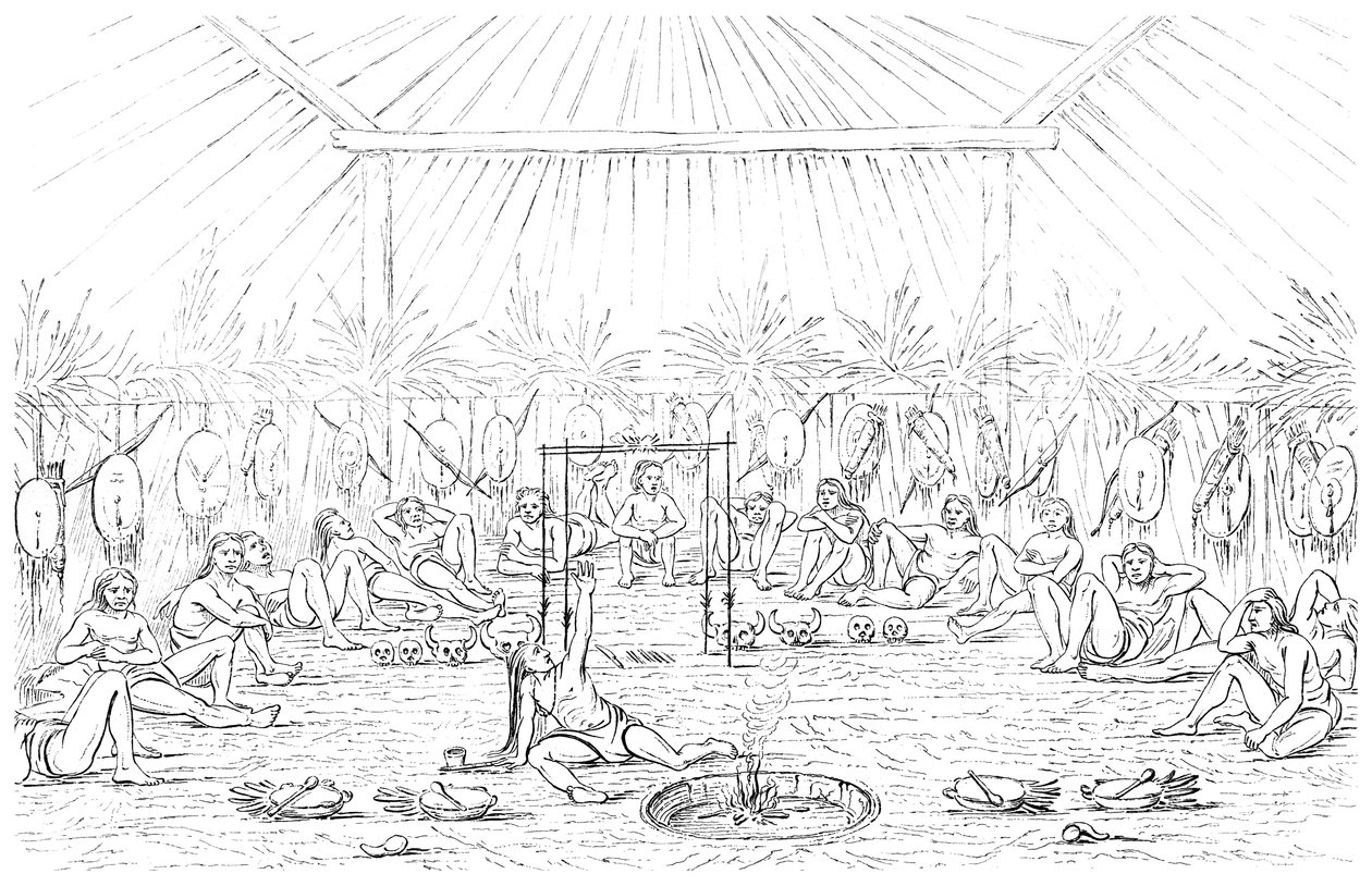 Medizinmann und Tipi-Innenraum, 1841 von Myers and Co