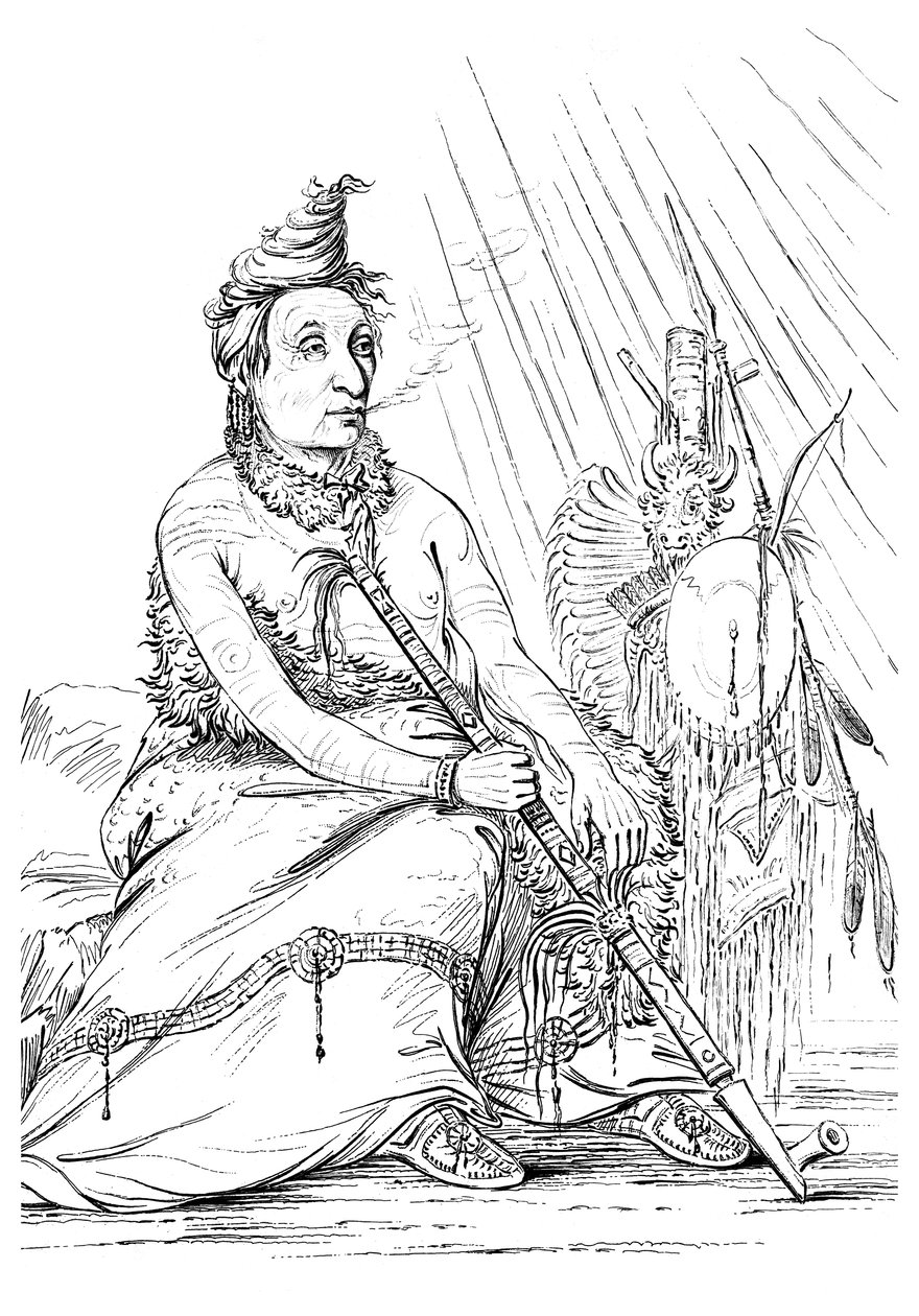 Porträt von Schwarzer Mokassin, Häuptling der Minnetarees, 1841 von Myers and Co