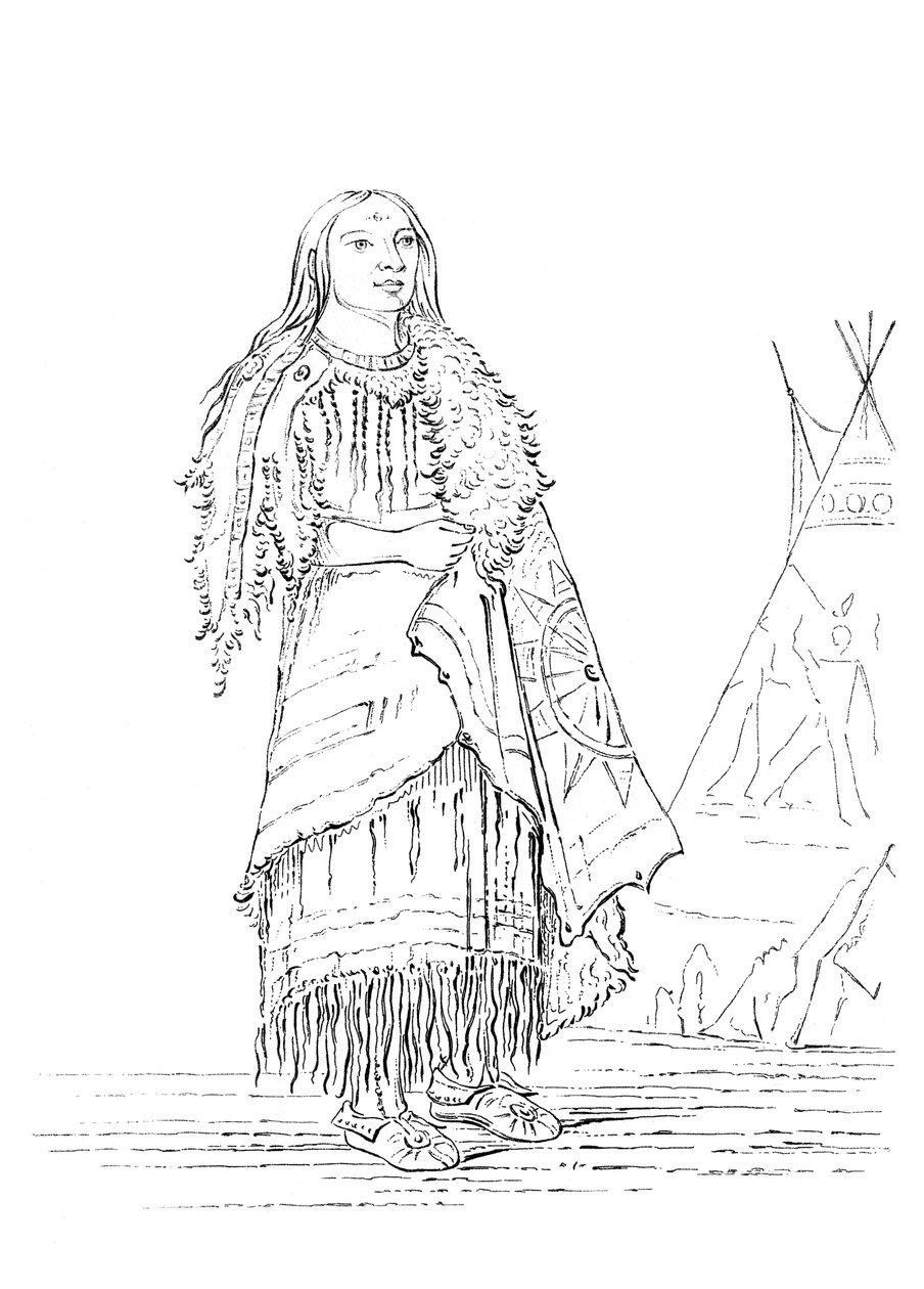Porträt einer Frau, die viele schlägt, indianische Frau, 1841 von Myers and Co