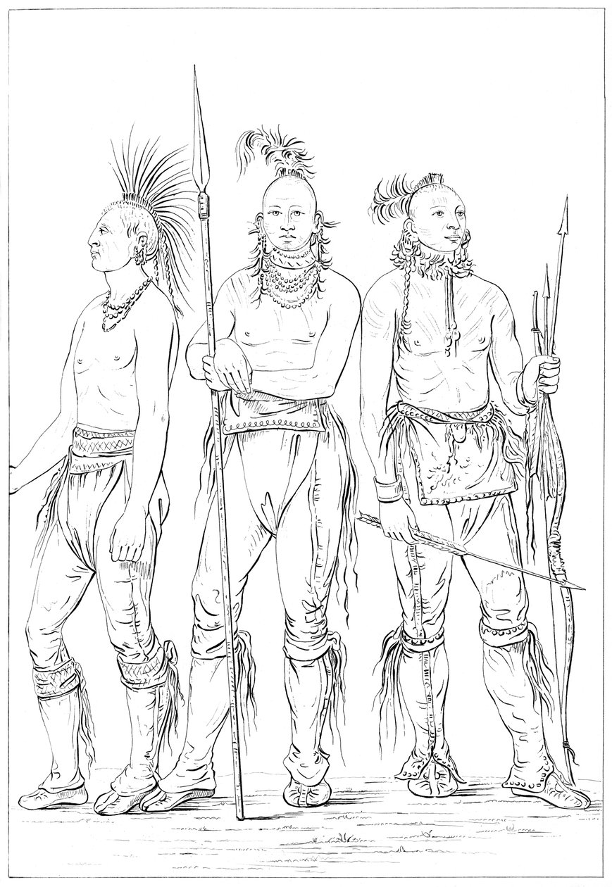 Drei Osage-Krieger, 1841 von Myers and Co