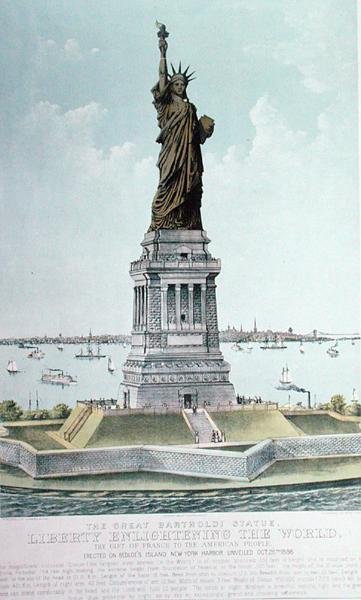 Die große Bartholdi-Statue, Freiheit erleuchtet die Welt von Currier and Ives