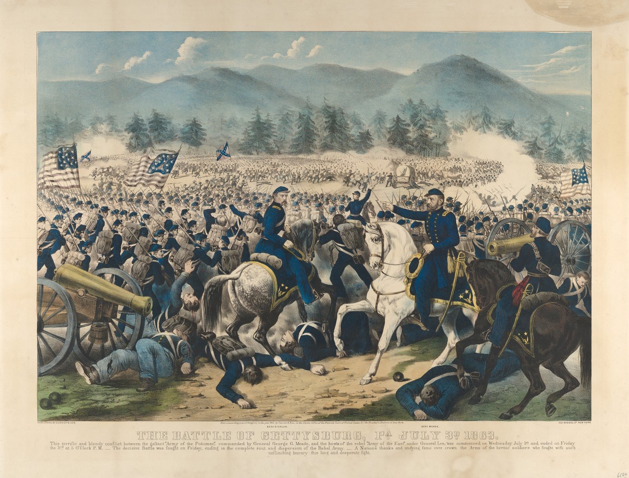 Die Schlacht von Gettysburg, Pa., 3. Juli von Currier and Ives