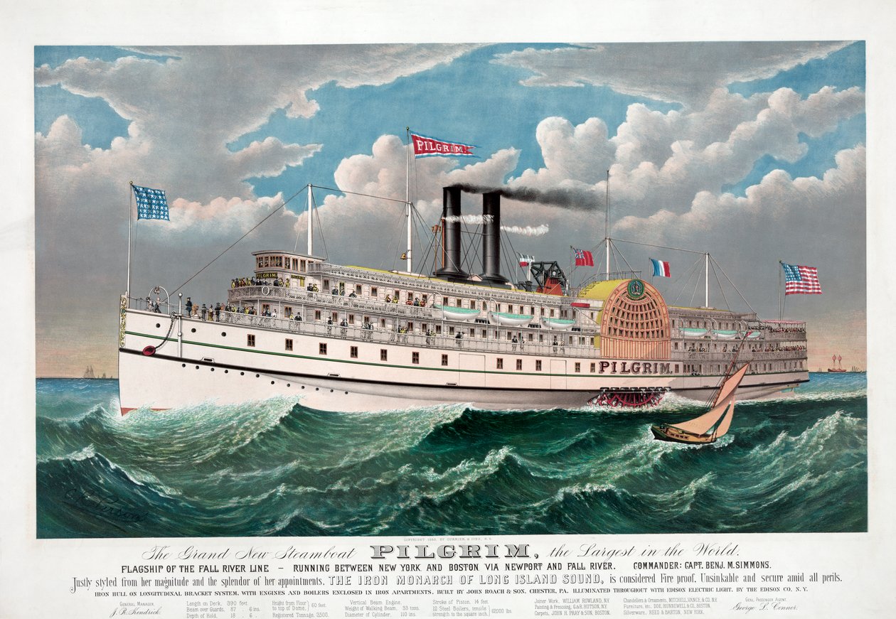 Das große neue Dampfschiff Pilgrim, ca. 1883 von Currier and Ives