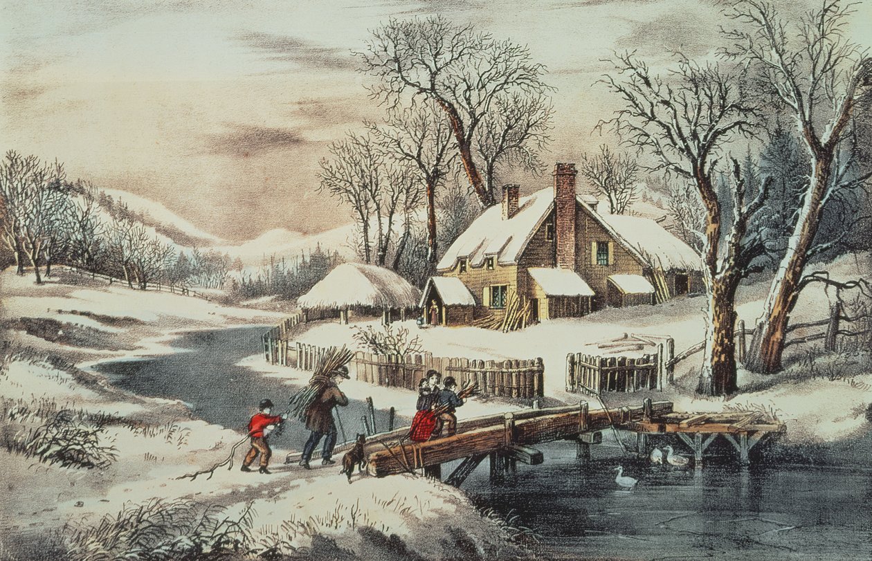 The Ingleside Winter, veröffentlicht von Currier & Ives von N. Currier and Ives J.M.