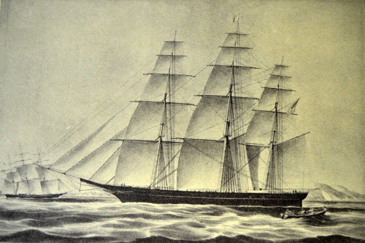 Currier & Ives Illustration 19. Jahrhundert. Das Klipperschiff Hurricane von N. and Ives, J.M. Currier