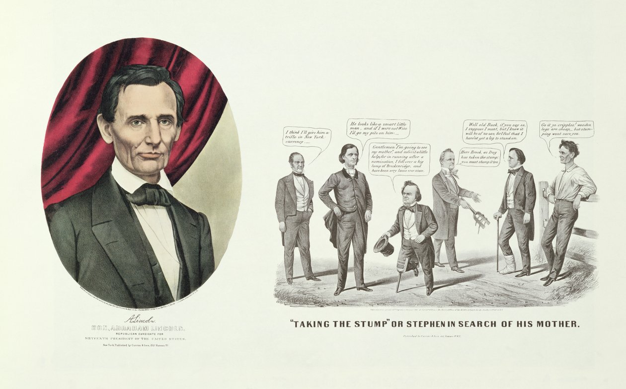 Hon. Abraham Lincoln, 16. Präsident der Vereinigten Staaten, 1860 von N. and Ives, J.M. Currier