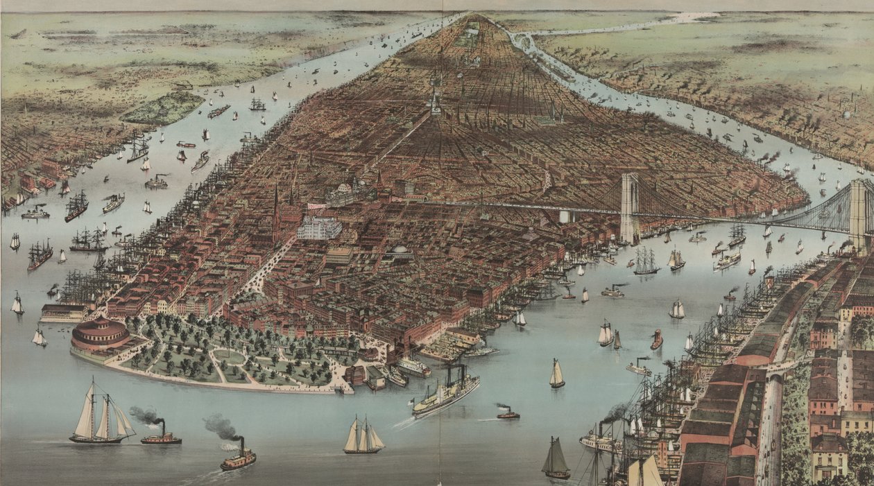 Die Stadt New York, 1883 von N. and Ives, J.M. Currier