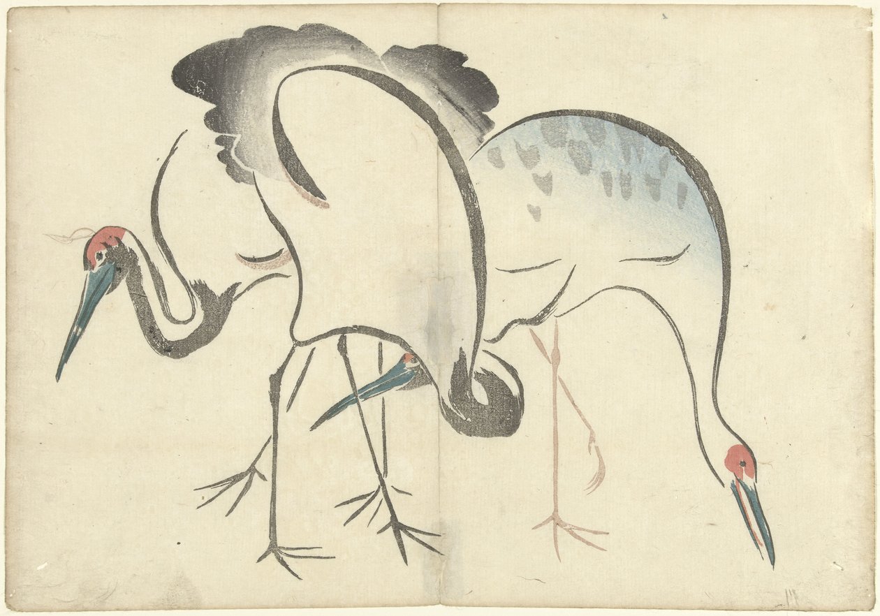 Drei Kraniche (Prentenalbum von Korin) von Nakamura Hochu