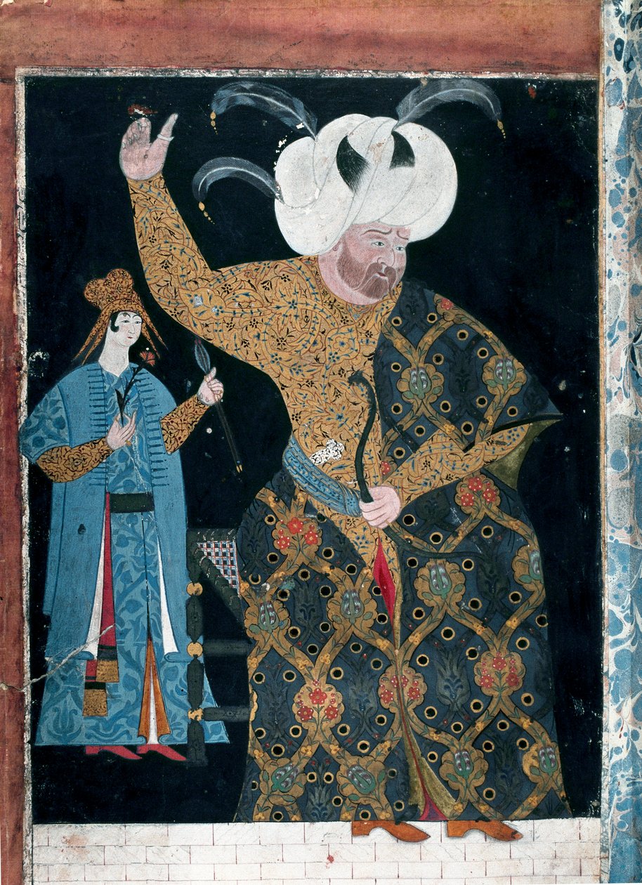 Osmanisches Reich: Porträt von Sultan Selim II, genannt der Betrunkene oder Sari der Blonde, Aquarell zugeschrieben Reis Haydar Nakkep dit Nigari, Istanbul, Topkapi Seray von Nakkep called Nigari Reis Haydar