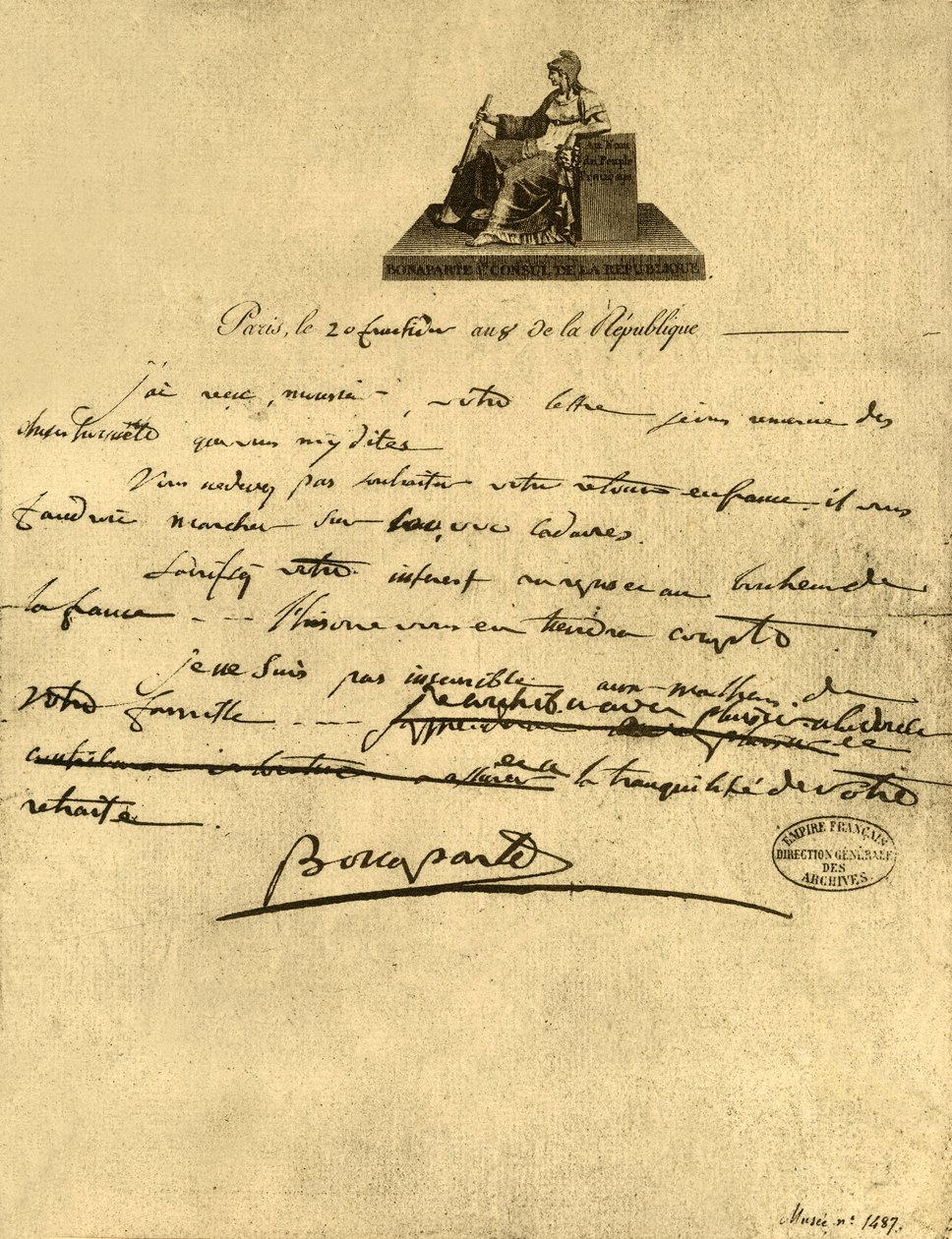 Brief vom Ersten Konsul Napoleon Bonaparte an den Grafen der Provence, 6. September 1800, 1921 von Napoleon Bonaparte I
