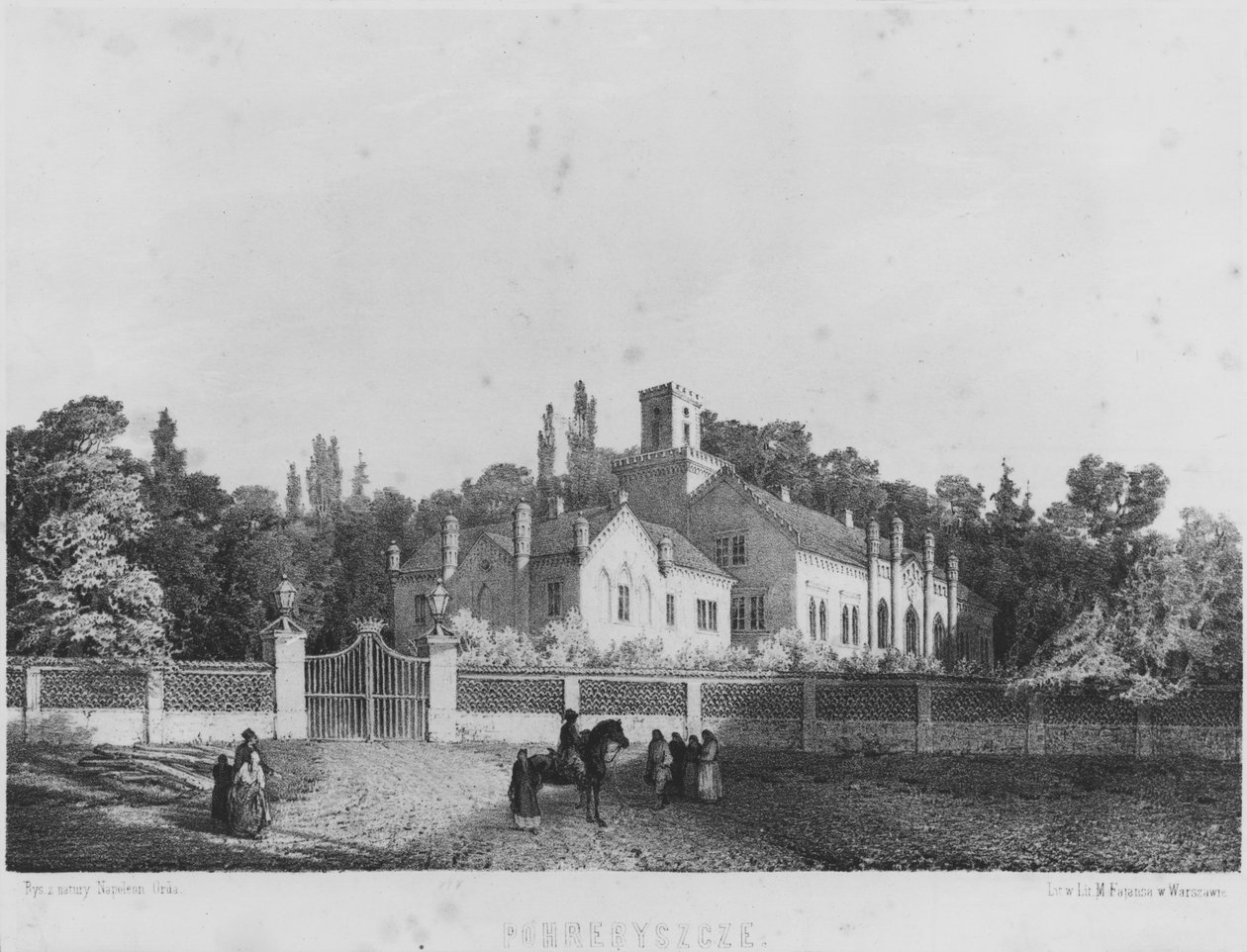 Das Schloss von Pohrebyszcze, wo Madame Hanska, die Frau des französischen Schriftstellers Honore de Balzac, geboren wurde von Napoleon Orda