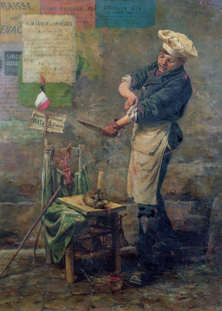 Rattenverkäufer während der Belagerung von Paris, 1870 von Narcisse Chaillou