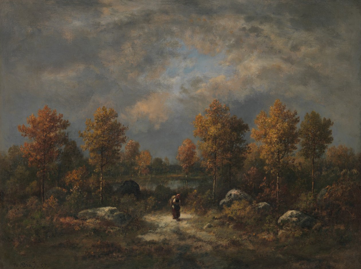 Herbst: Der Waldteich von Narcisse Virgile Diaz de la Peña