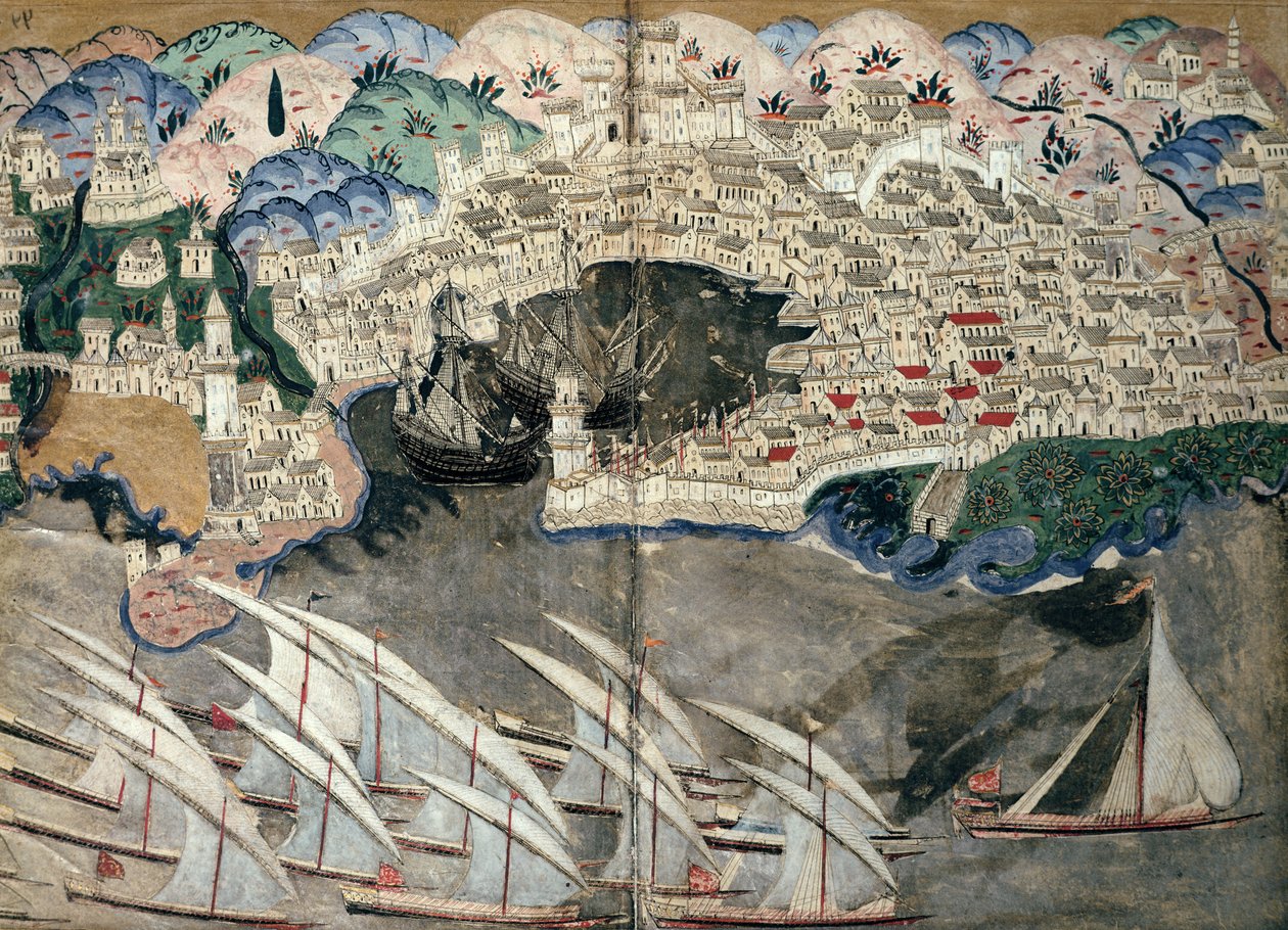 Die osmanische Flotte blockiert den Hafen von Marseille im Jahr 1543 von Nasuh Al-Silahi