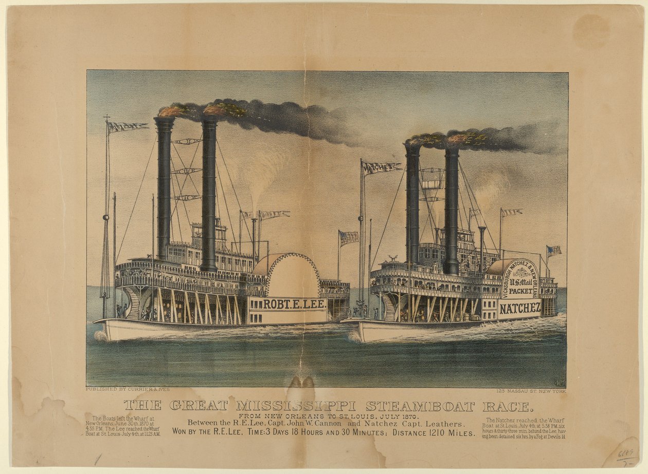 Das große Mississippi-Dampfschiffrennen - Von New Orleans nach St. Louis, Juli 1870 - Zwischen..., 1872-74 von Currier and Ives