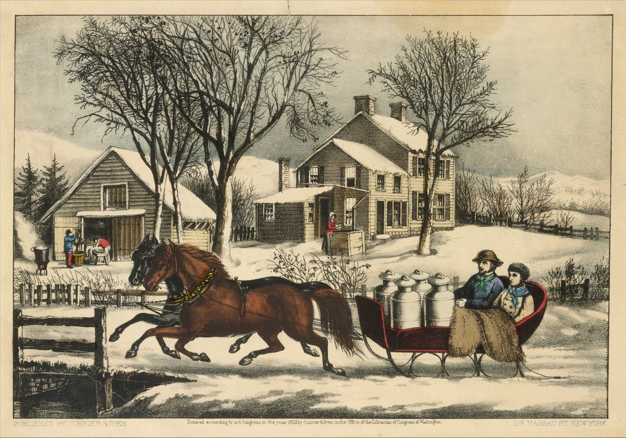 Wintermorgen auf dem Land, 1873 von Currier and Ives
