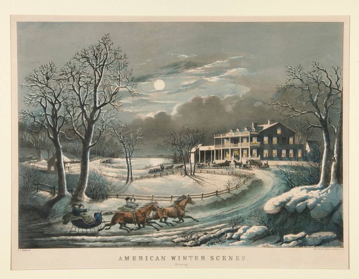 Amerikanische Winterszenen. Abend von Nathaniel Currier
