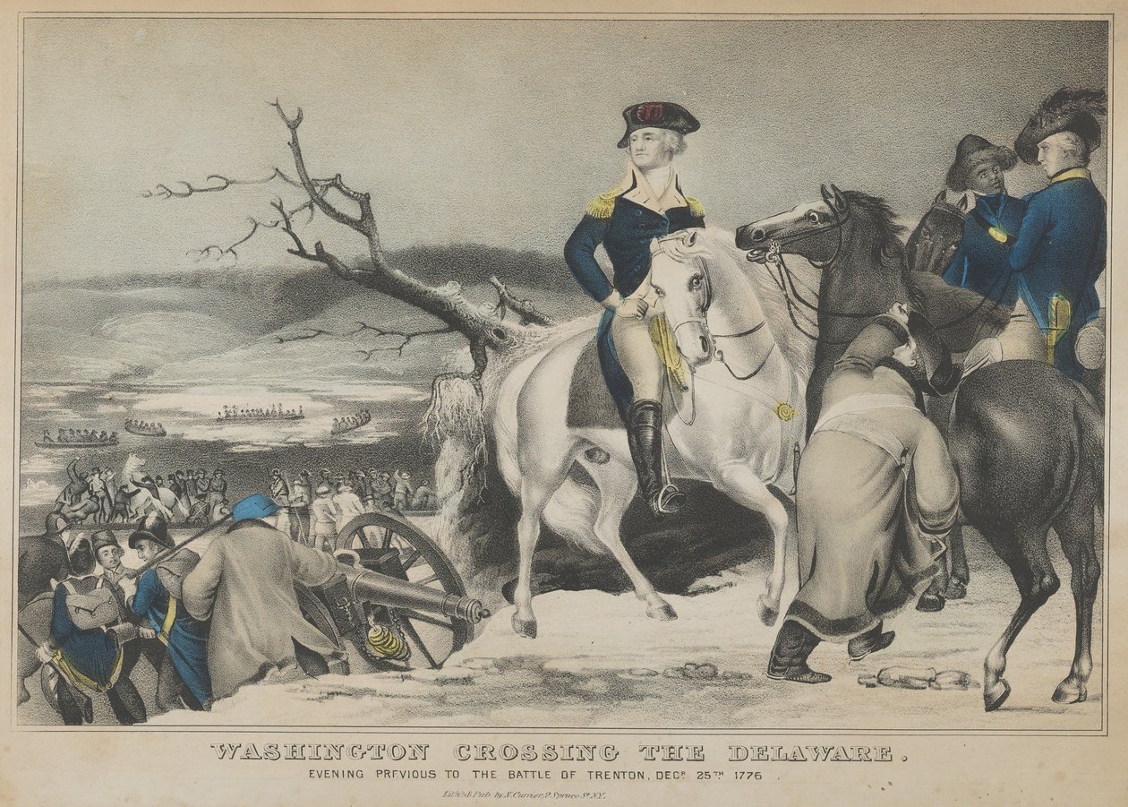 Washington überquert den Delaware - Abend vor der Schlacht von Trenton, 25. Dezember von Nathaniel Currier
