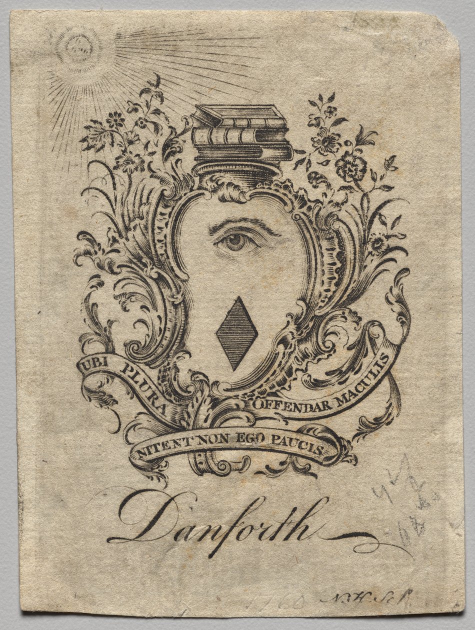 Exlibris: Wappen mit der Inschrift Danforth von Nathaniel Hurd