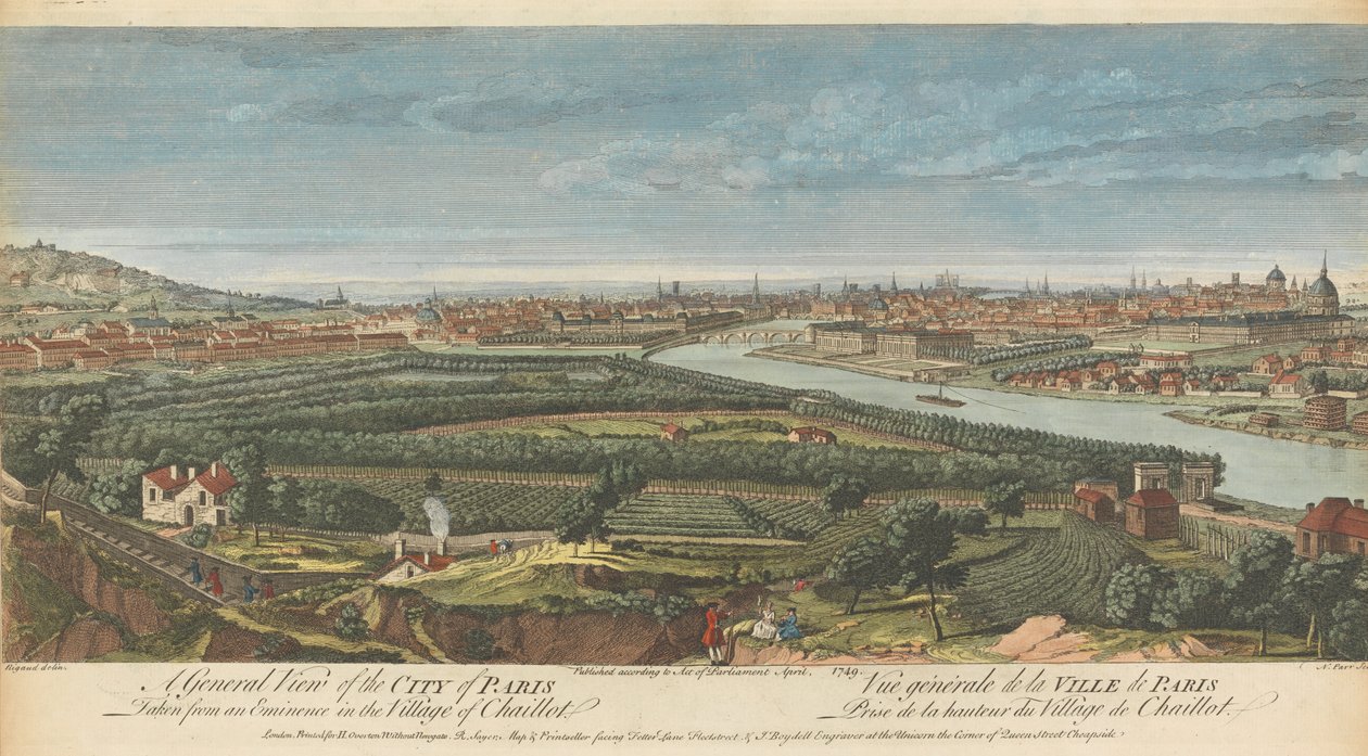 Eine Gesamtansicht der Stadt Paris von einer Anhöhe im Dorf Chaillot von Nathaniel Parr