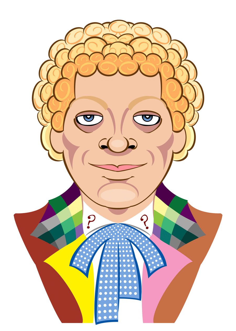 Colin Baker als Doctor Who - Karikatur von Neale Osborne